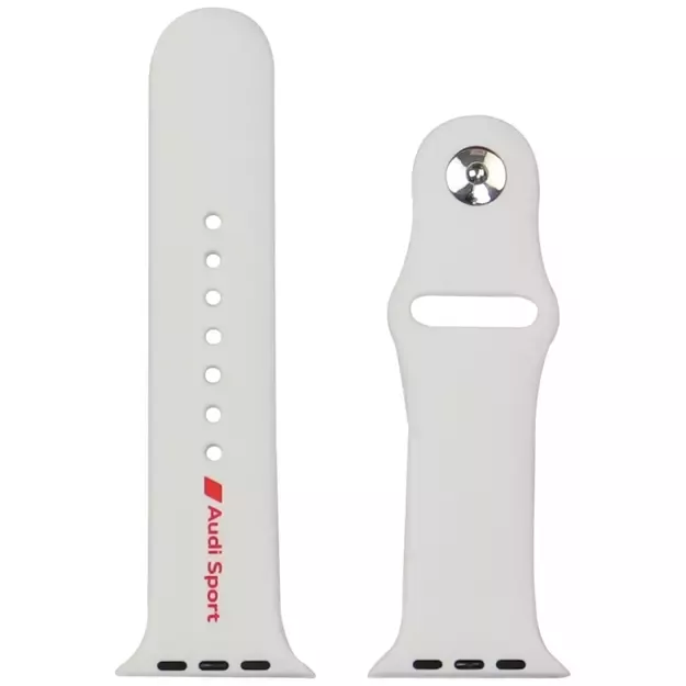 Audi Sport Red Logo Silicone Watch Strap for Apple Watch 44 / 45 / 46 / 49 mm - white 2