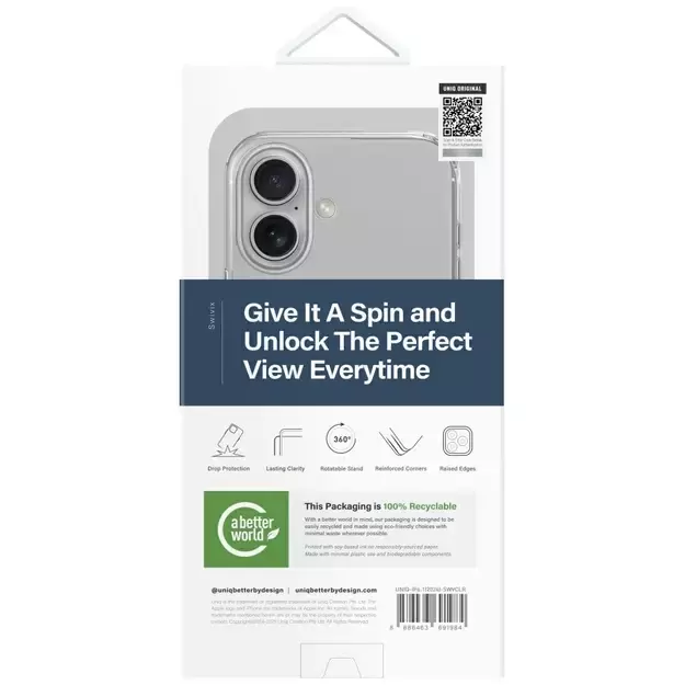 Uniq Swivix 360 Rotating Kickstand Case for iPhone 16 - Transparent 2