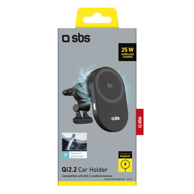 SBS Magnetic Holder with Qi2.2 25W Wireless Charger with Active Cooling - Black 1