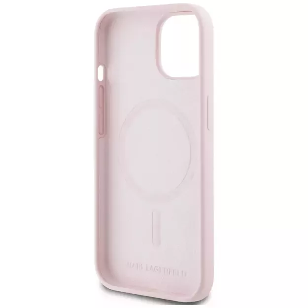 Karl Lagerfeld Silicone Karl&amp Choupette MagSafe iPhone 15 Plus Case - Pink 6