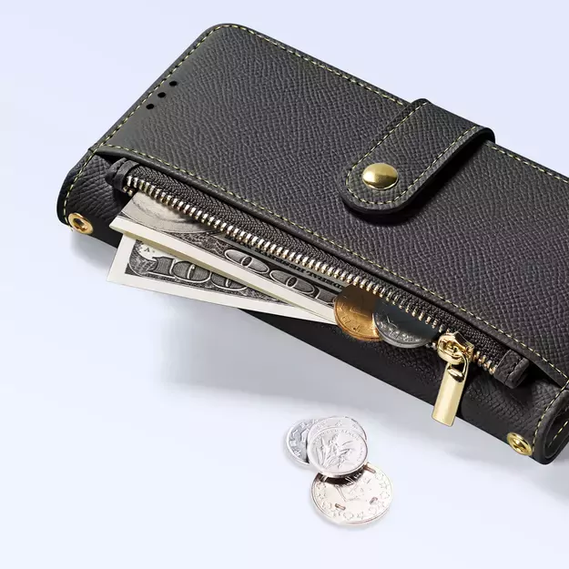 Dux Ducis Lawa iPhone 16e Leather Case with Detachable Magnetic Wallet - Black 8