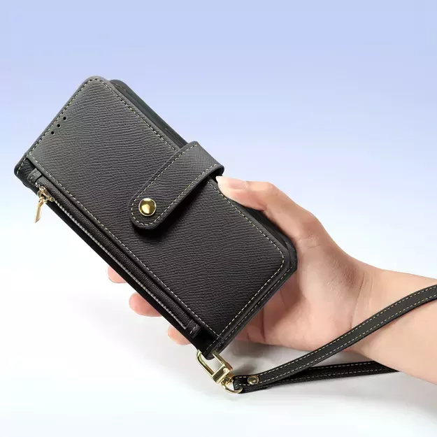 Dux Ducis Lawa iPhone 16e Leather Case with Detachable Magnetic Wallet - Black 11