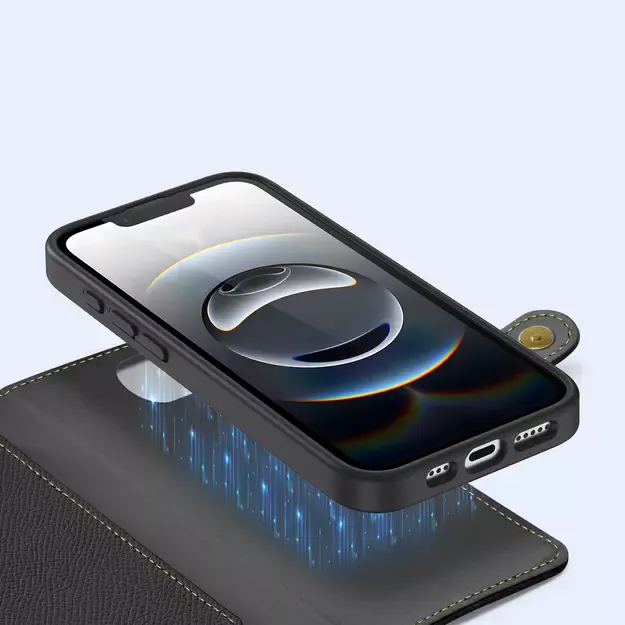 Dux Ducis Lawa iPhone 16e Leather Case with Detachable Magnetic Wallet - Black 5