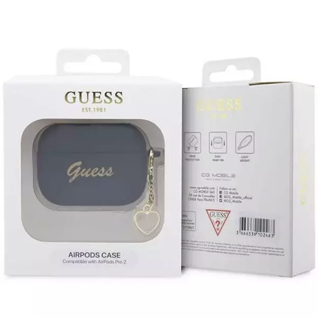 Guess GUAP2LSCHSK AirPods Pro 2 cover black/black Silicone Charm Heart Collection 3