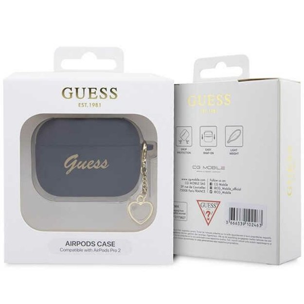 Guess GUAP2LSCHSK AirPods Pro 2 cover black/black Silicone Charm Heart Collection 6