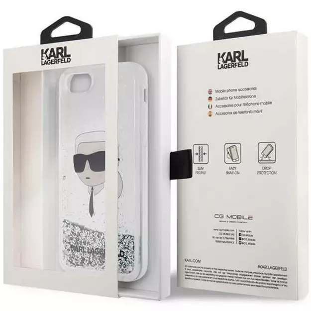 Karl Lagerfeld KLHCI8LNKHCH iPhone 7/8/ SE 2020/2022 silver/silver hardcase Glitter Karl Head 7