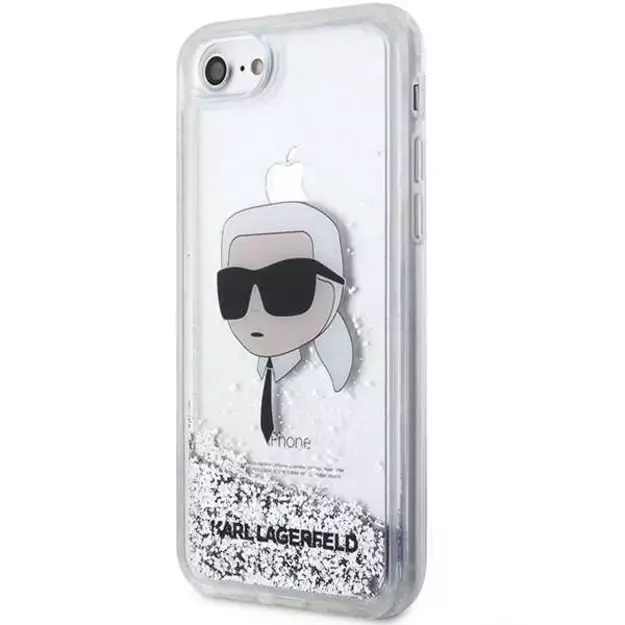 Karl Lagerfeld KLHCI8LNKHCH iPhone 7/8/ SE 2020/2022 silver/silver hardcase Glitter Karl Head 1