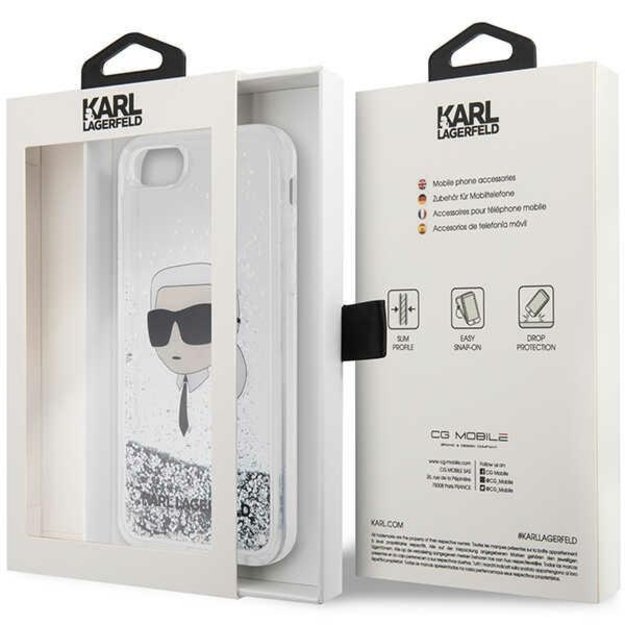 Karl Lagerfeld KLHCI8LNKHCH iPhone 7/8/ SE 2020/2022 silver/silver hardcase Glitter Karl Head 14
