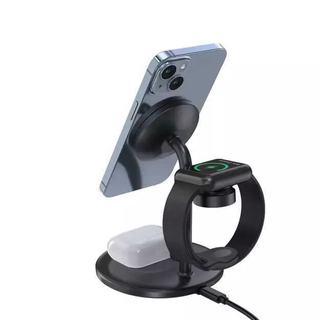Choetech T585-F 3in1 Magnetic wireless charger station for iPhone 12/13/14 series,AirPods Pro and iwatch charger Black 2