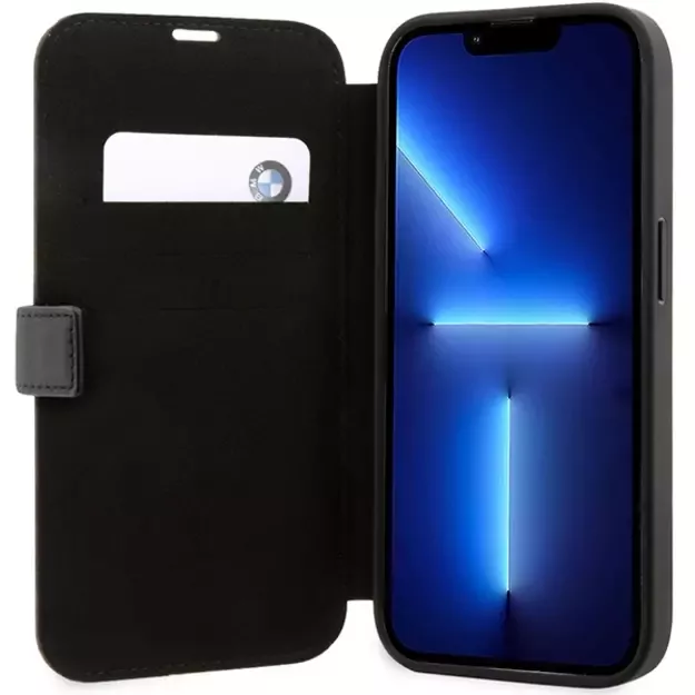 Case BMW BMBKP14X22RDPK iPhone 14 Pro Max 6.7  black/black bookcase Leather Textured&Stripe 11