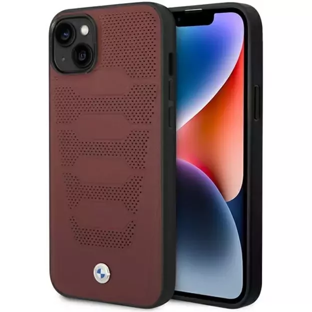 Case BMW BMHCP14S22RPSR iPhone 14 6.1&quot  burgundy/burgundy Leather Seats Pattern