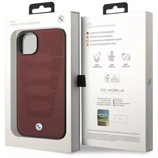 Case BMW BMHCP14S22RPSR iPhone 14 6.1&quot  burgundy/burgundy Leather Seats Pattern 7