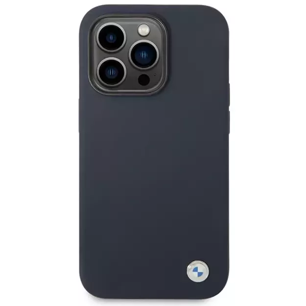 Case BMW BMHMP14LSILNA iPhone 14 Pro 6.1&quot  navy blue/navy Silicone Metal Logo MagSafe 2