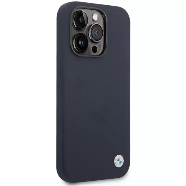 Case BMW BMHMP14LSILNA iPhone 14 Pro 6.1&quot  navy blue/navy Silicone Metal Logo MagSafe 3