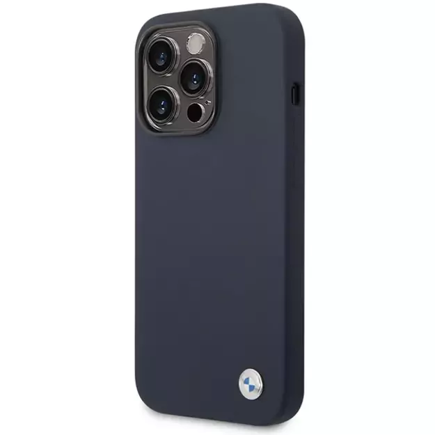 Case BMW BMHMP14LSILNA iPhone 14 Pro 6.1&quot  navy blue/navy Silicone Metal Logo MagSafe 1