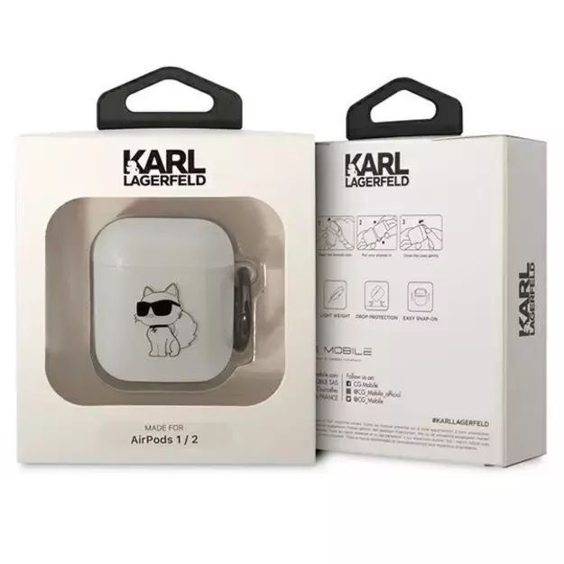 Karl Lagerfeld KLA2HNCHTCT Airpods 1/2 cover transparent Ikonik Choupette 2