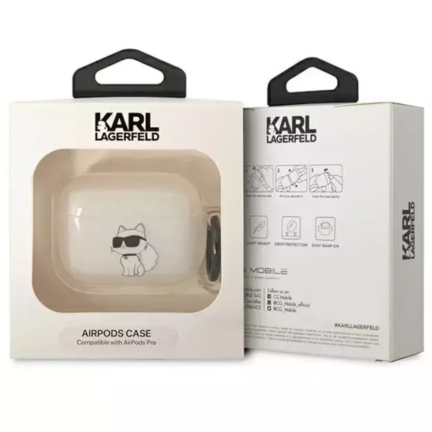 Karl Lagerfeld KLAPHNCHTCT Airpods Pro cover transparent Ikonik Choupette 2