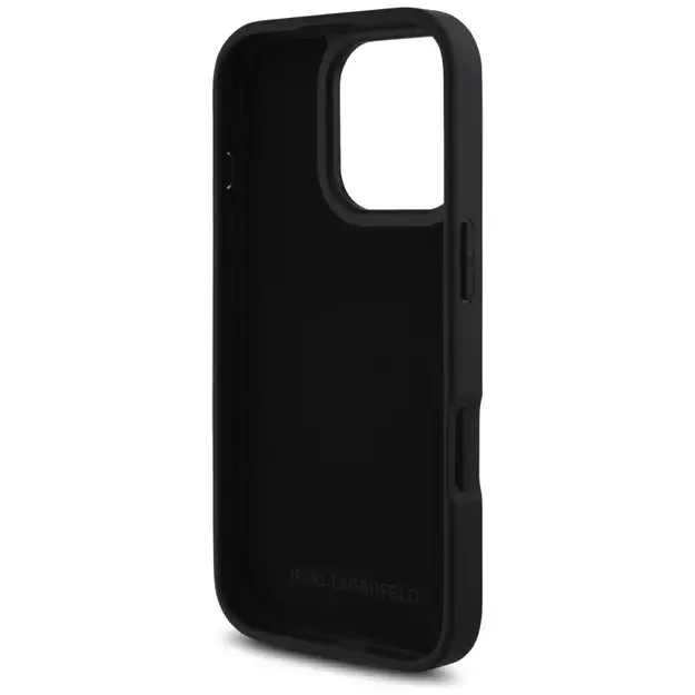Karl Lagerfeld HC Grained PU Cardslot Metal Elong Case for iPhone 16 Pro Max - Black 6