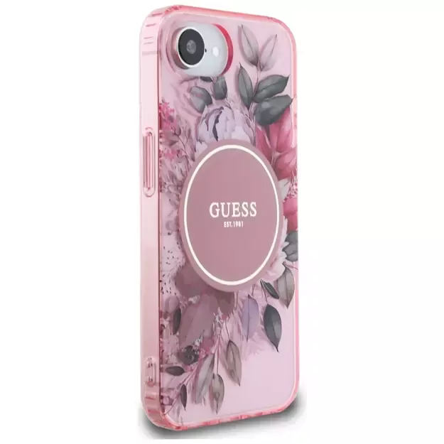 Guess IML Flowers MagSafe iPhone 16e Case - Pink 3