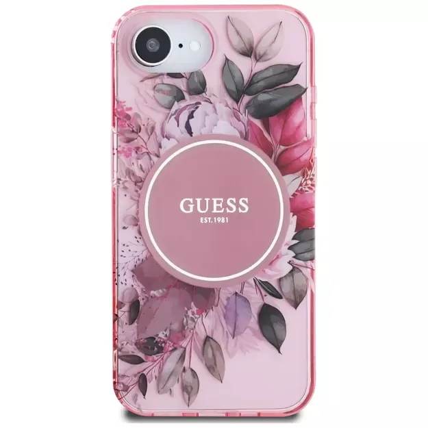 Guess IML Flowers MagSafe iPhone 16e Case - Pink 2