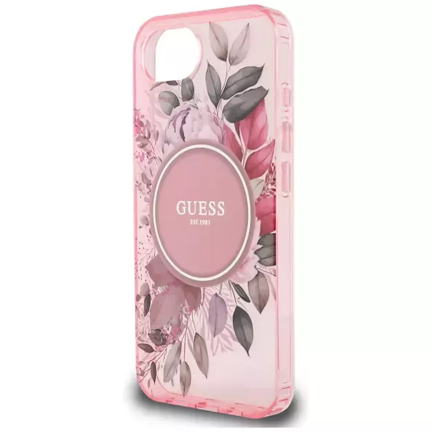 Guess IML Flowers MagSafe iPhone 16e Case - Pink 5
