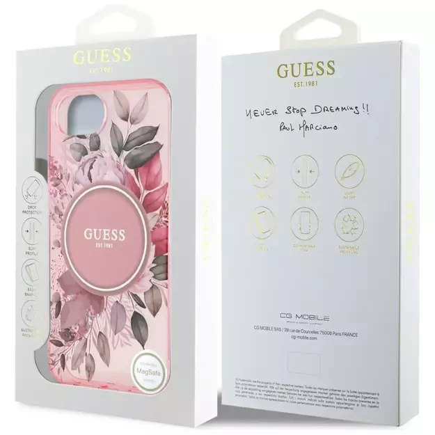 Guess IML Flowers MagSafe iPhone 16e Case - Pink 7