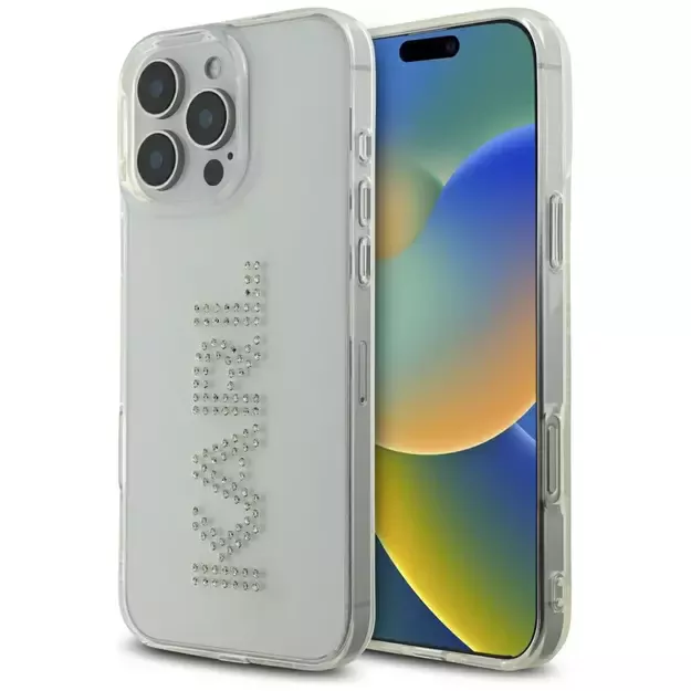 Karl Lagerfeld IML Rhinestones Logo iPhone 16 Pro Case - Clear