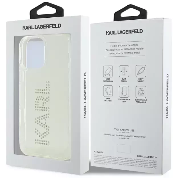 Karl Lagerfeld IML Rhinestones Logo iPhone 16 Pro Case - Clear 7