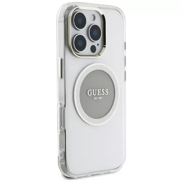 Guess IML Metal Colored Circle Classic Logo MagSafe case for iPhone 16 Pro - gray 3