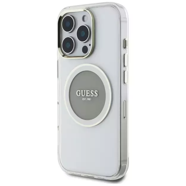 Guess IML Metal Colored Circle Classic Logo MagSafe case for iPhone 16 Pro - gray 1