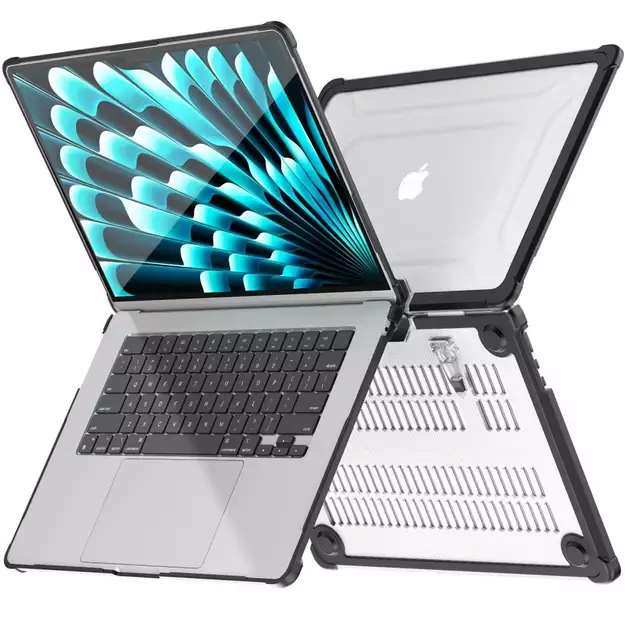 Tech-Protect SmartShell Pro case for MacBook Air 15&quot  2023-2025 M2 / M3 / M4 - transparent and black 2