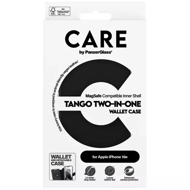 CARE by PanzerGlass Feature Tango 2in1 Wallet Case for iPhone 16e - Black 3