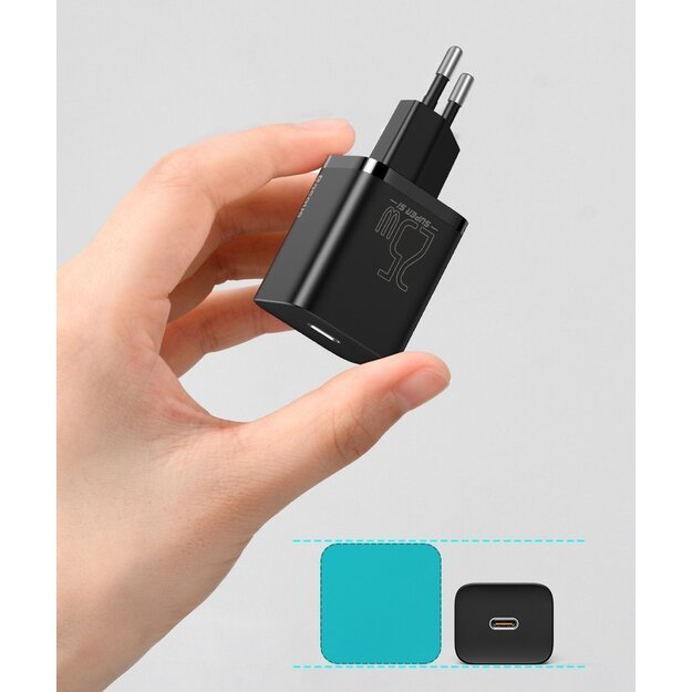 Baseus Super Si fast charger Quick Charge 3.0 Power Delivery 25W 3A + Cable USB Type C - USB Type C 3A 1m black (TZCCSUP-L01) 13
