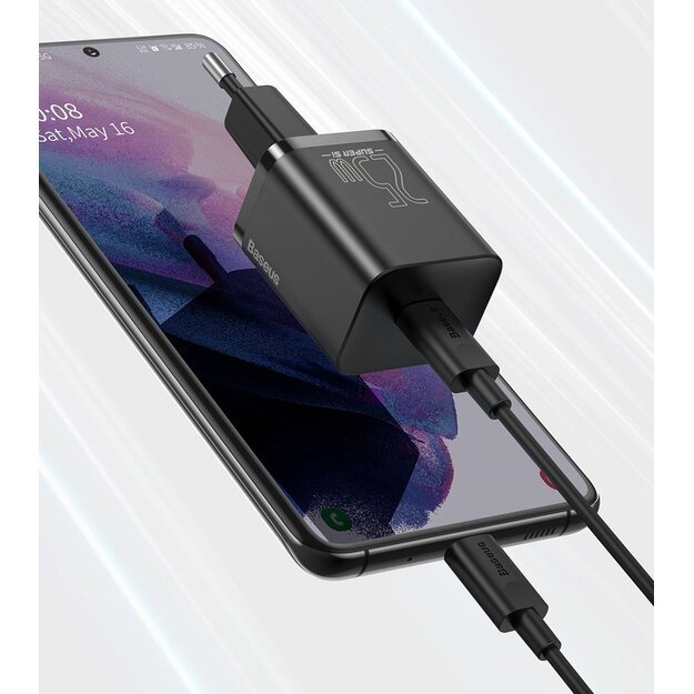 Baseus Super Si fast charger Quick Charge 3.0 Power Delivery 25W 3A + Cable USB Type C - USB Type C 3A 1m black (TZCCSUP-L01) 14