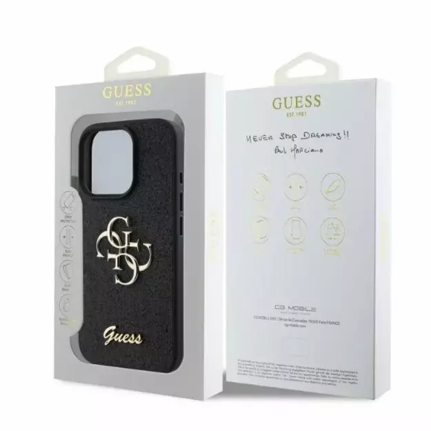 Guess Fixed Glitter Big 4G case for iPhone 16 Pro - black 5