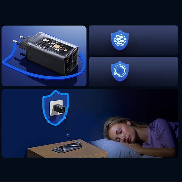 Baseus GaN6 Pro Charger 100W 2 x USB-C 2 x USB-A with Black USB-C Cable 100W 1m - Black 15