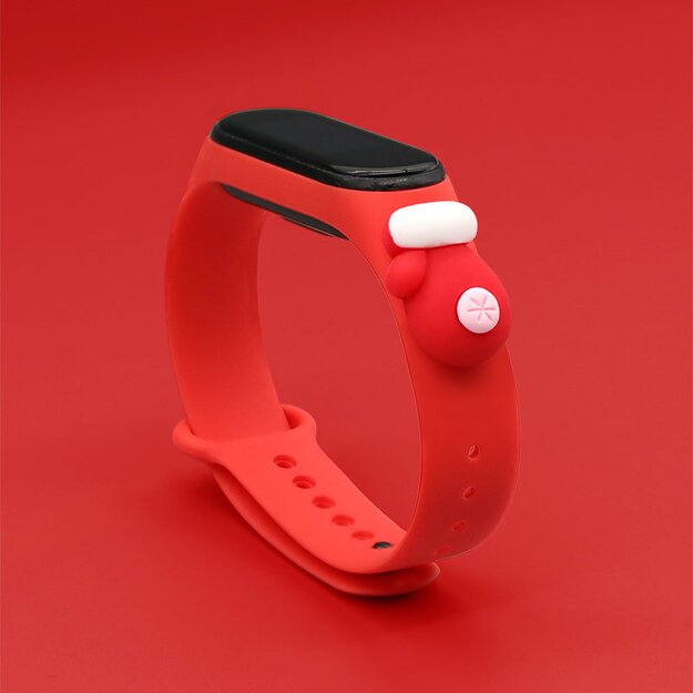 Strap Xmas for Xiaomi Mi Band 3 / 4 Christmas Silicone Strap Bracelet with Glove - Red 2