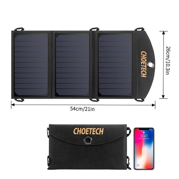 Choetech SC001 solar foldable charger 19W 2x USB-A - black 25