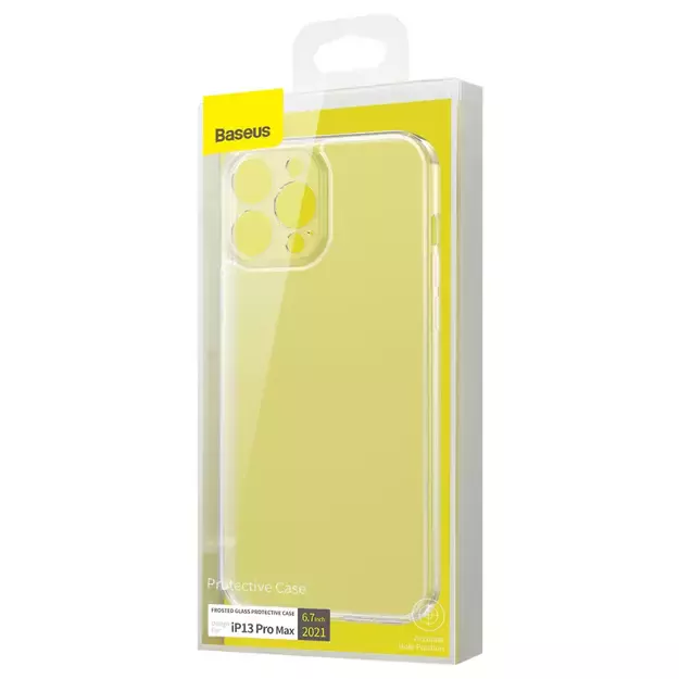 Baseus Frosted Glass Case Cover for iPhone 13 Pro Max Hard Cover with Gel Frame Transparent (ARWS000202) 4