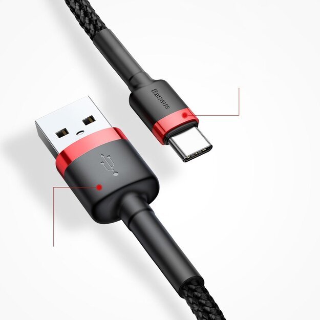 Baseus Cafule Cable durable nylon cable USB / USB-C QC3.0 2A 3M black-red (CATKLF-U91) 14