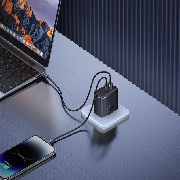 Baseus Cube Pro 65W GaN charger 2x USB-C USB-A - black 4