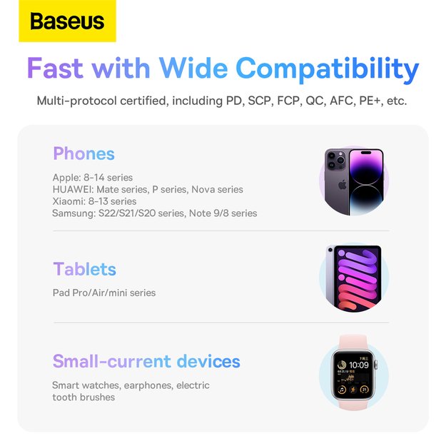 Baseus Comet Series powerbank with display 20000mAh 22.5W - purple + USB-A / USB-C cable 17