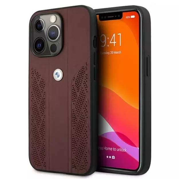 Etui BMW BMHCP13LRSPPR iPhone 13 Pro/13 6,1  czerwony/red hardcase Leather Curve Perforate
