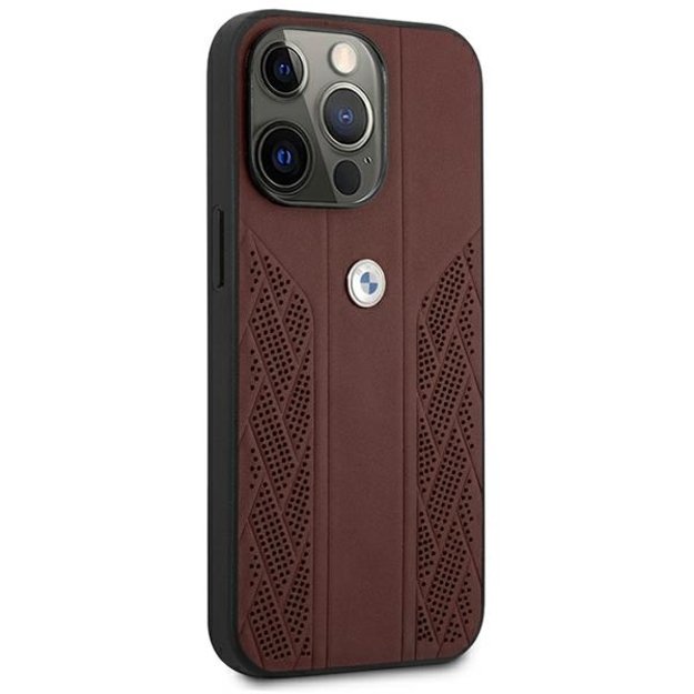 Etui BMW BMHCP13LRSPPR iPhone 13 Pro/13 6,1  czerwony/red hardcase Leather Curve Perforate 7