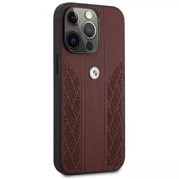 Etui BMW BMHCP13LRSPPR iPhone 13 Pro/13 6,1  czerwony/red hardcase Leather Curve Perforate 14