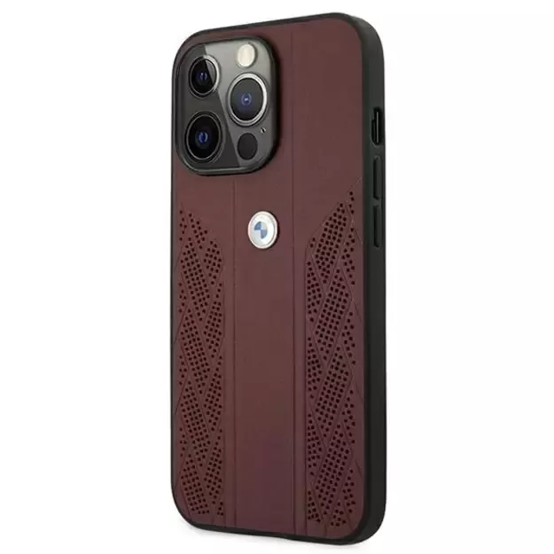Etui BMW BMHCP13LRSPPR iPhone 13 Pro/13 6,1  czerwony/red hardcase Leather Curve Perforate 12