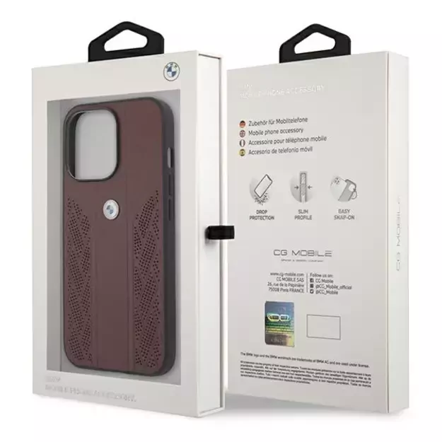 Etui BMW BMHCP13LRSPPR iPhone 13 Pro/13 6,1  czerwony/red hardcase Leather Curve Perforate 4