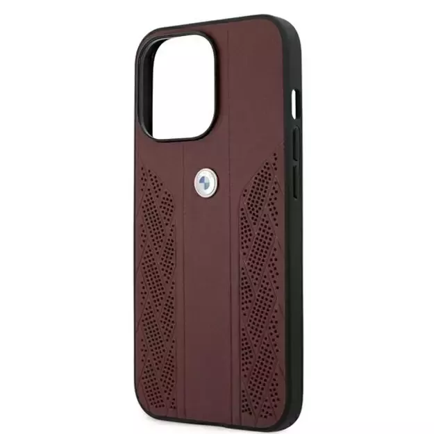 Etui BMW BMHCP13LRSPPR iPhone 13 Pro/13 6,1  czerwony/red hardcase Leather Curve Perforate 2