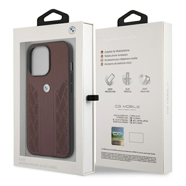 Etui BMW BMHCP13LRSPPR iPhone 13 Pro/13 6,1  czerwony/red hardcase Leather Curve Perforate 11