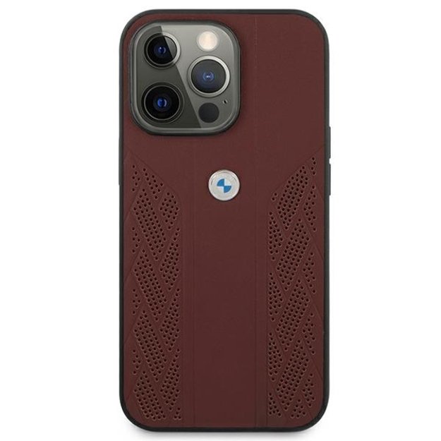 Etui BMW BMHCP13LRSPPR iPhone 13 Pro/13 6,1  czerwony/red hardcase Leather Curve Perforate 6